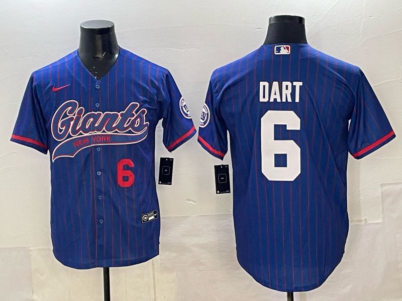 Men 2025 New York Giants #6 Dart Blue Joint Name Nike Limited NFL Jersey 09